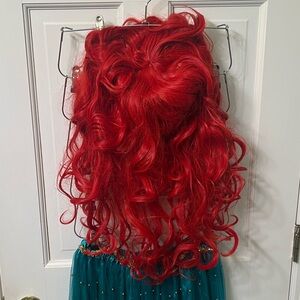 Disney Ariel Dress Red Wig Princess Dress Halloween Dance Renaissance Costume